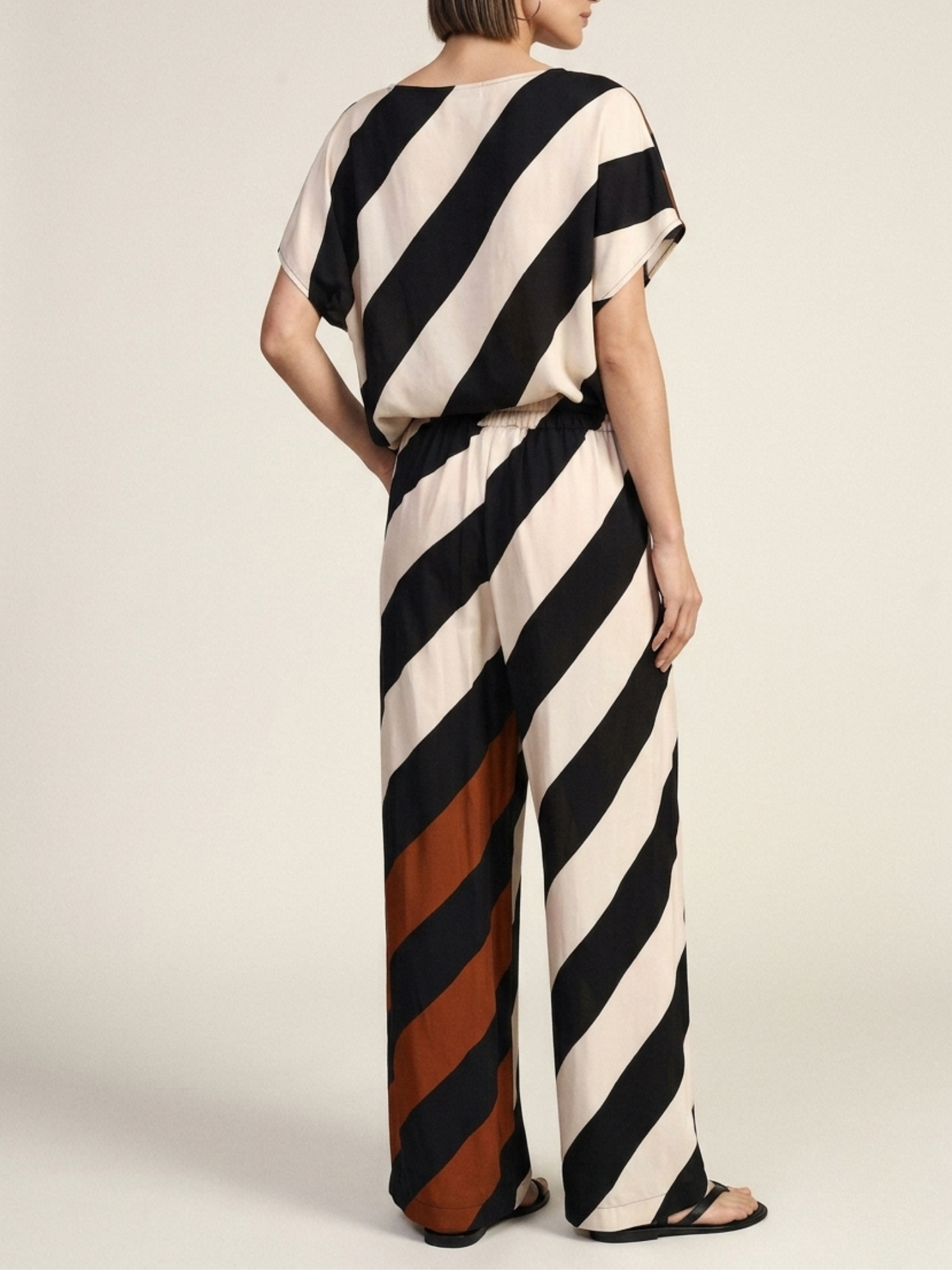 High-waisted striped trousers