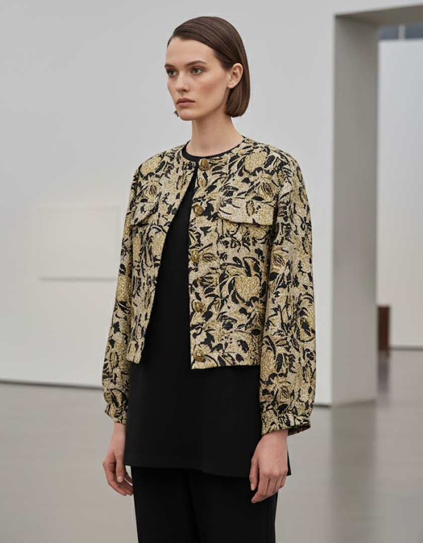 Veste boxy en jacquard baroque