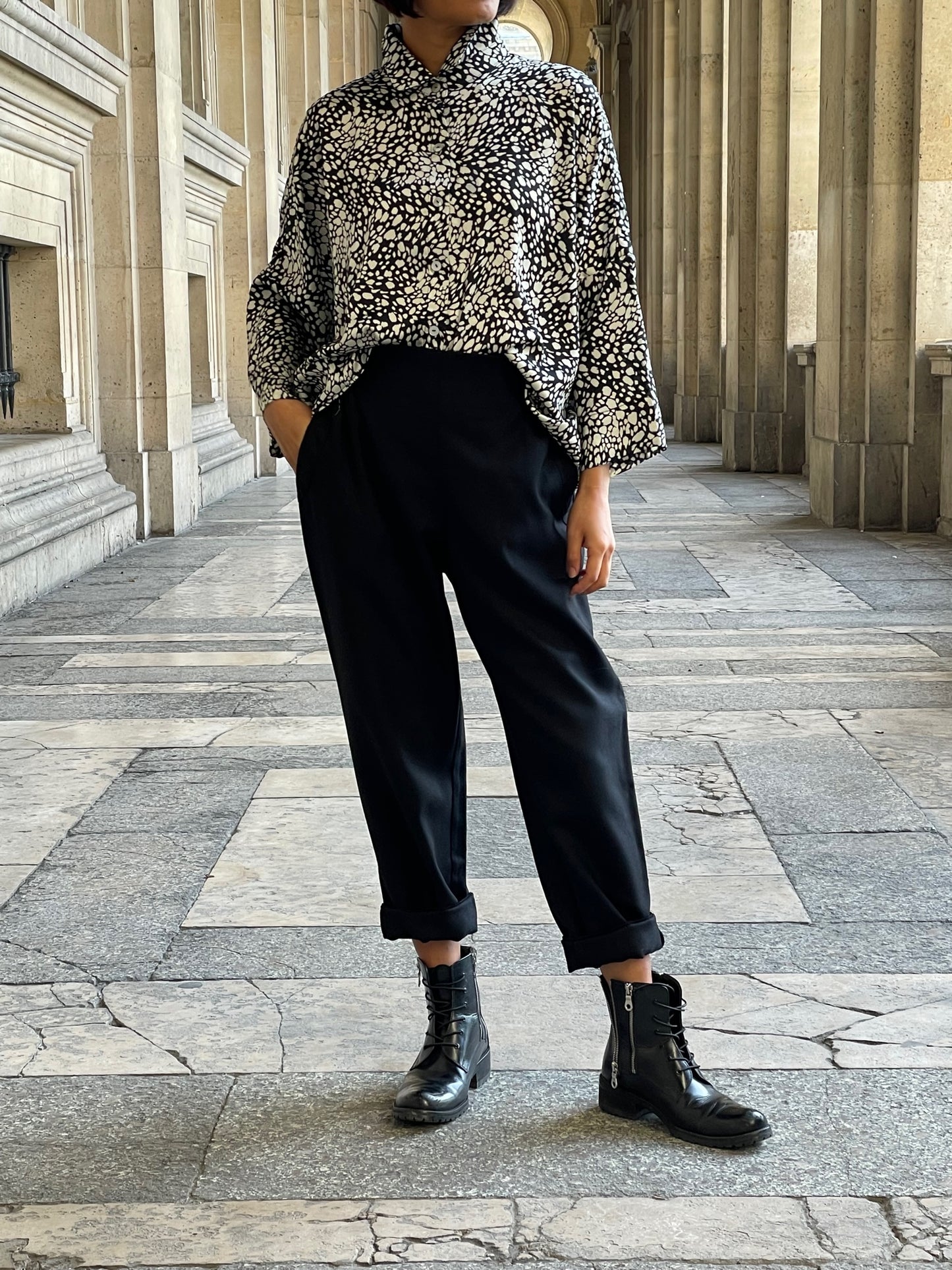 Black wool cigarette pants