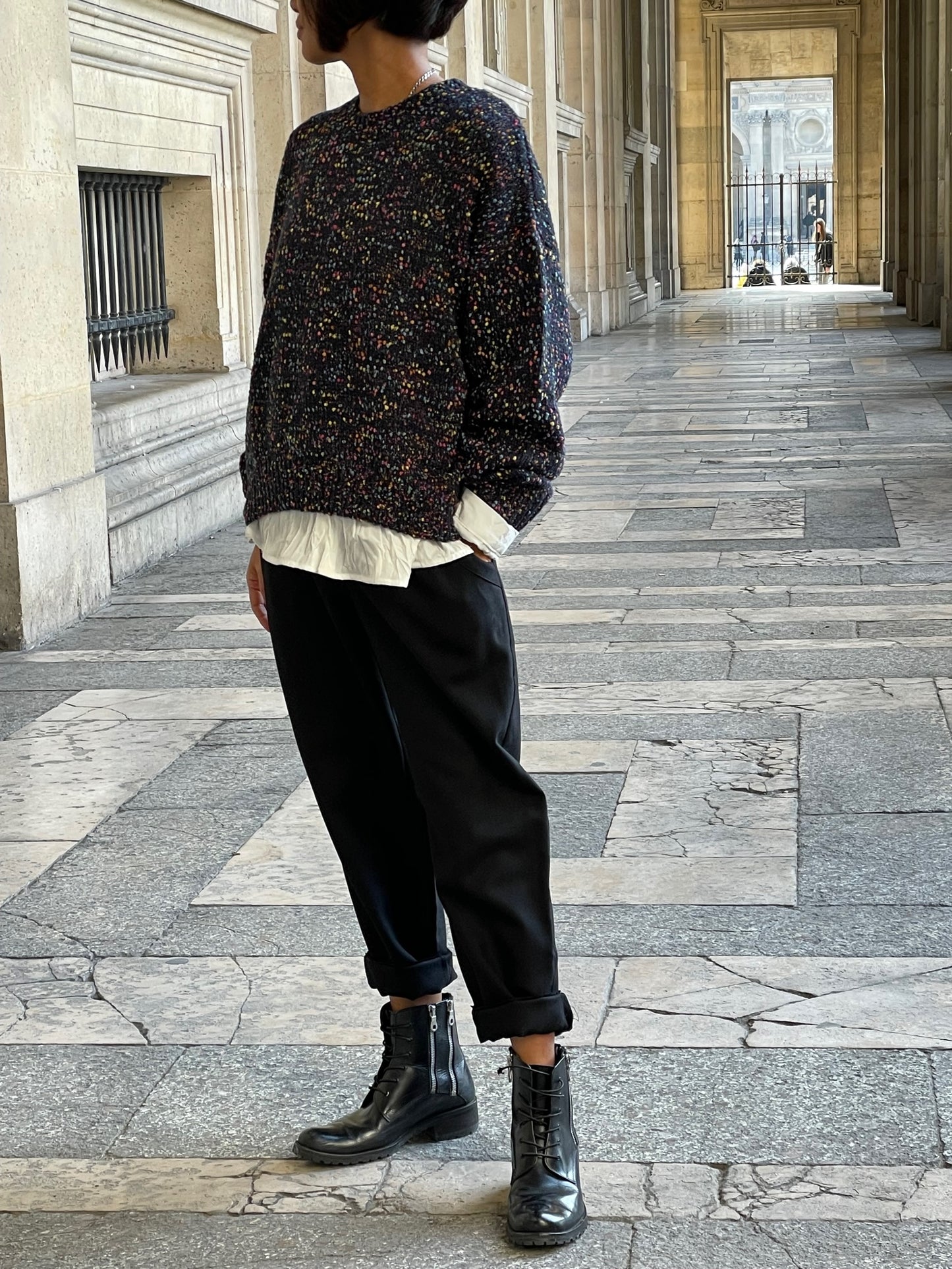 Black wool cigarette pants