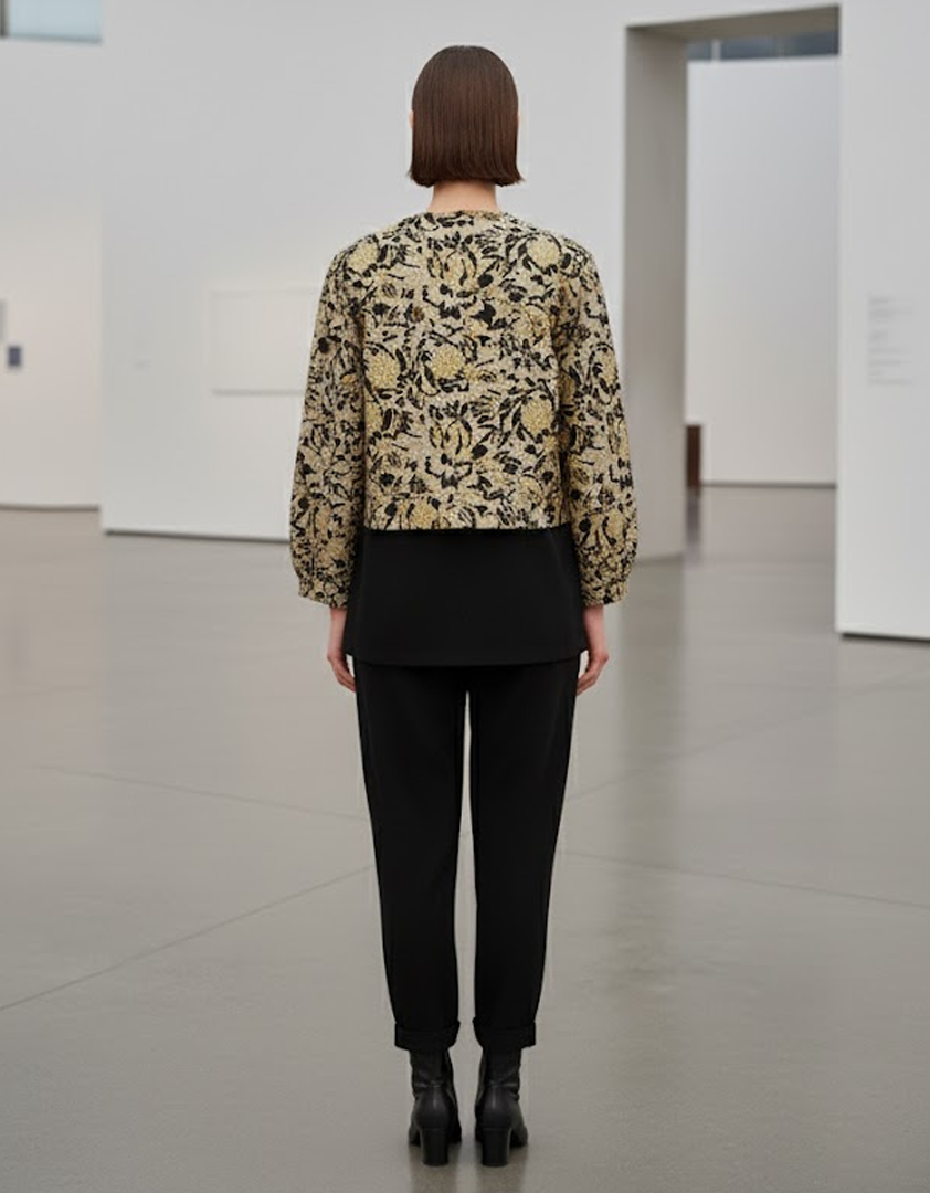 Veste boxy en jacquard baroque