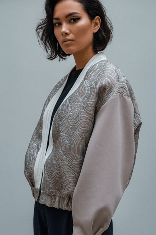 Blouson bomber en jacquard/mousse