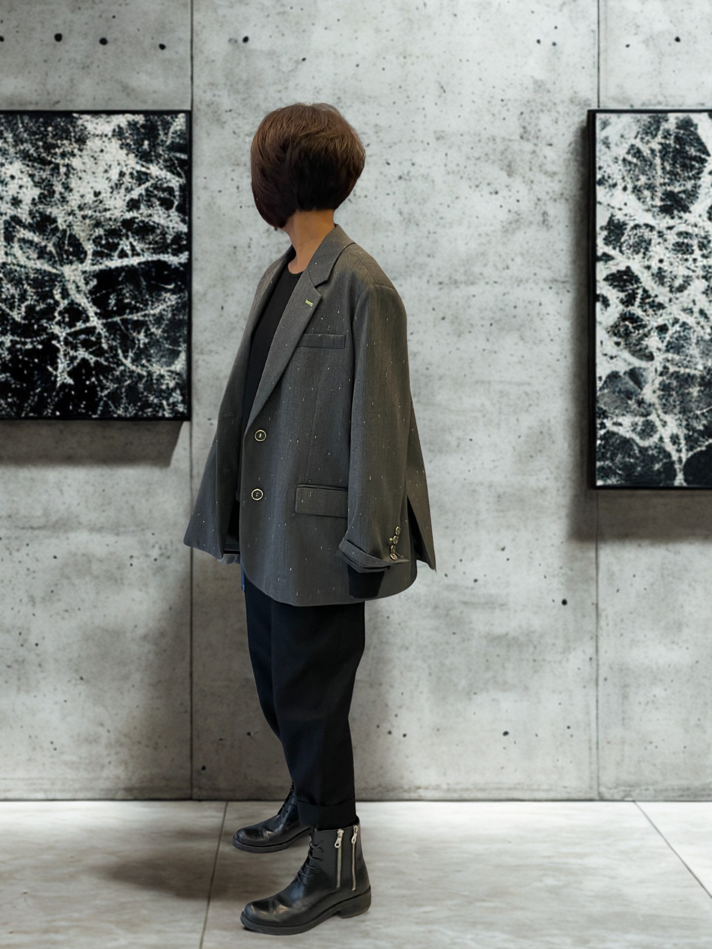 Blazer gris avec détails rayures fines