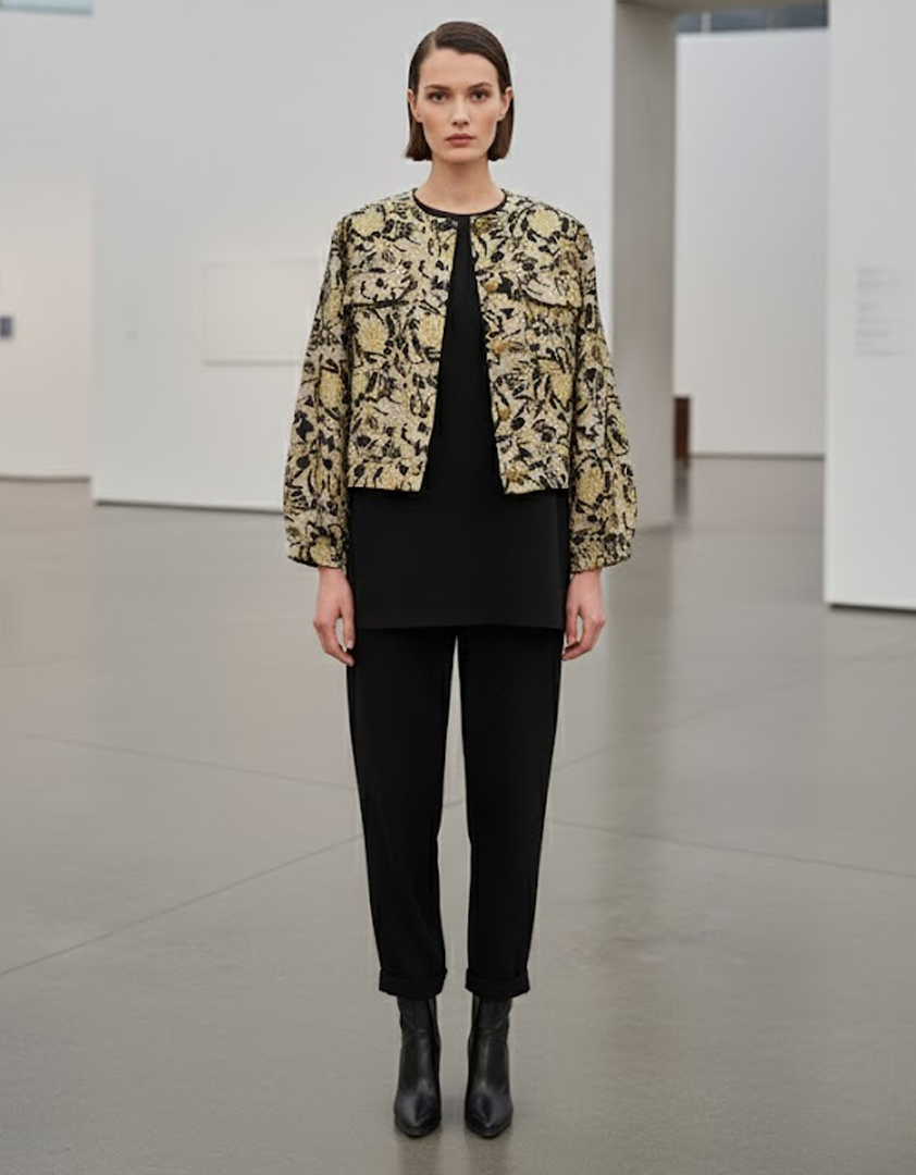 Veste boxy en jacquard baroque