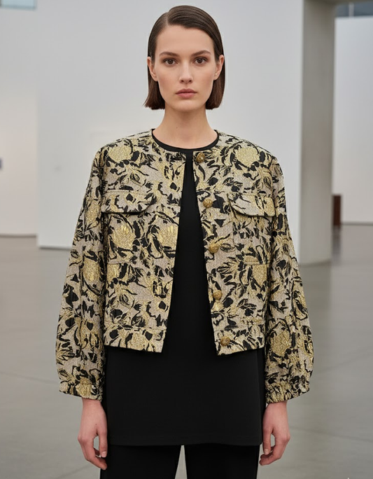 Veste boxy en jacquard baroque