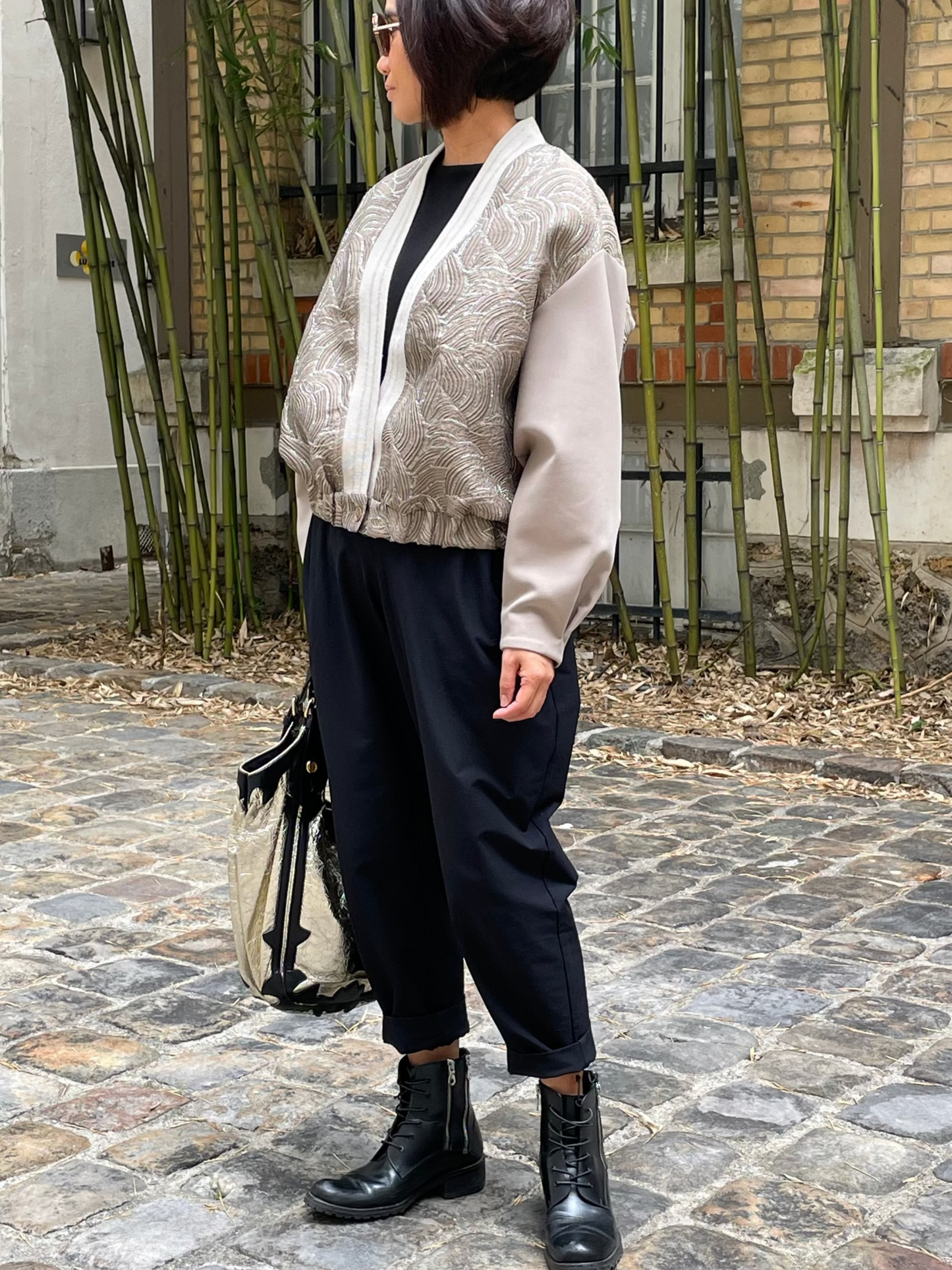 Blouson bomber en jacquard/mousse