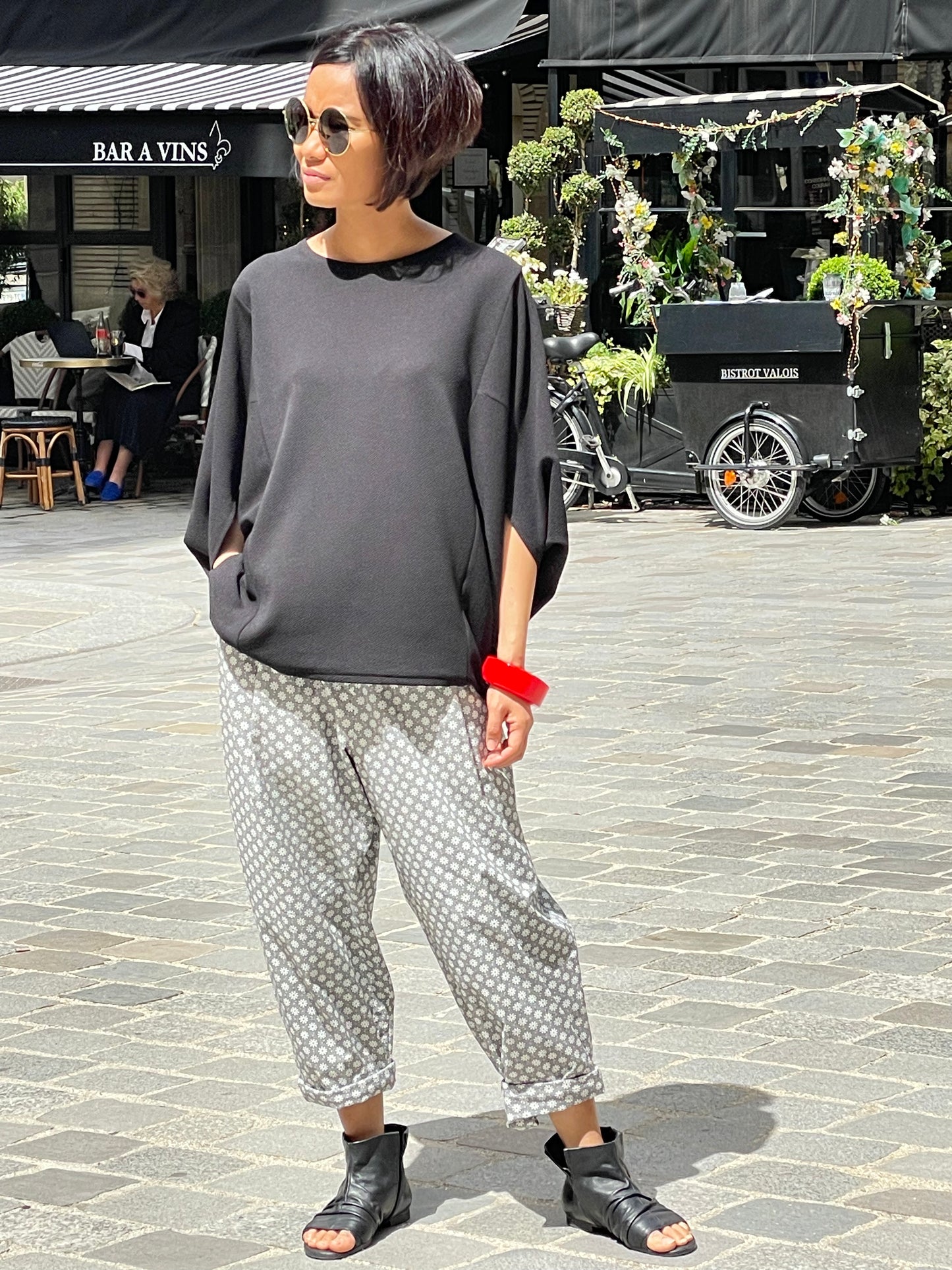 Haut ample manche 3/4 noir