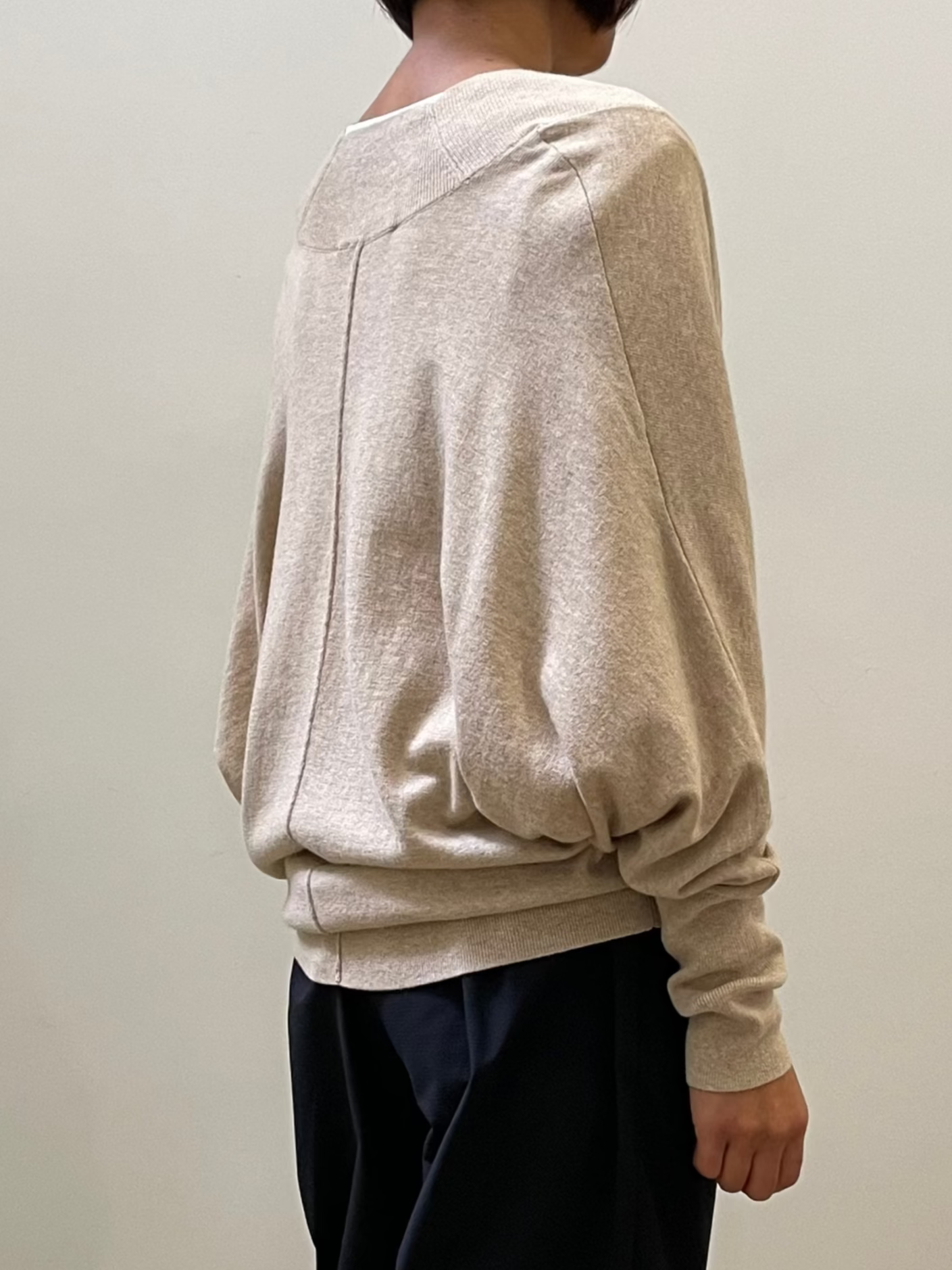 Pull beige en laine mérinos et coton premium