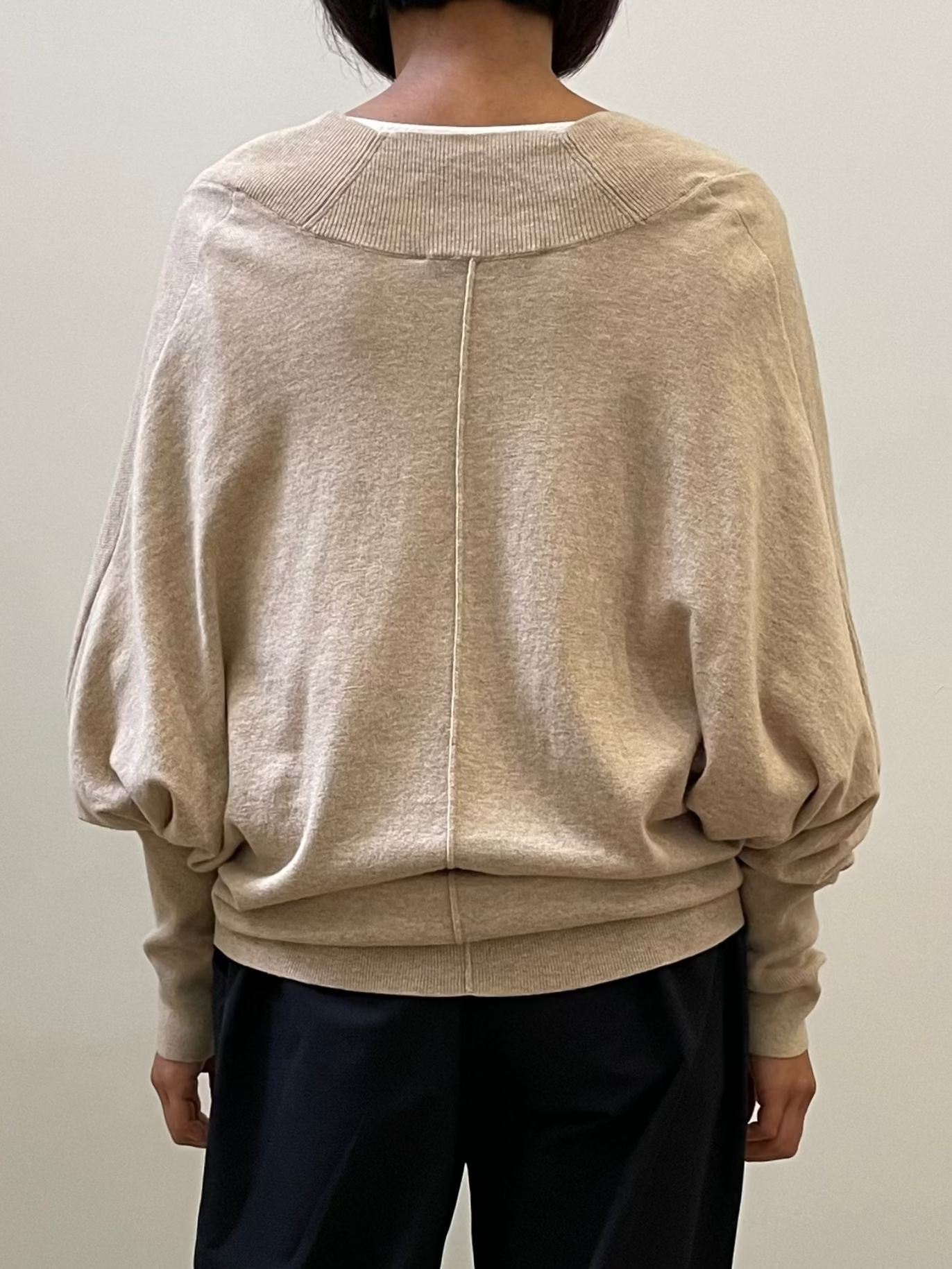 Pull beige en laine mérinos et coton premium