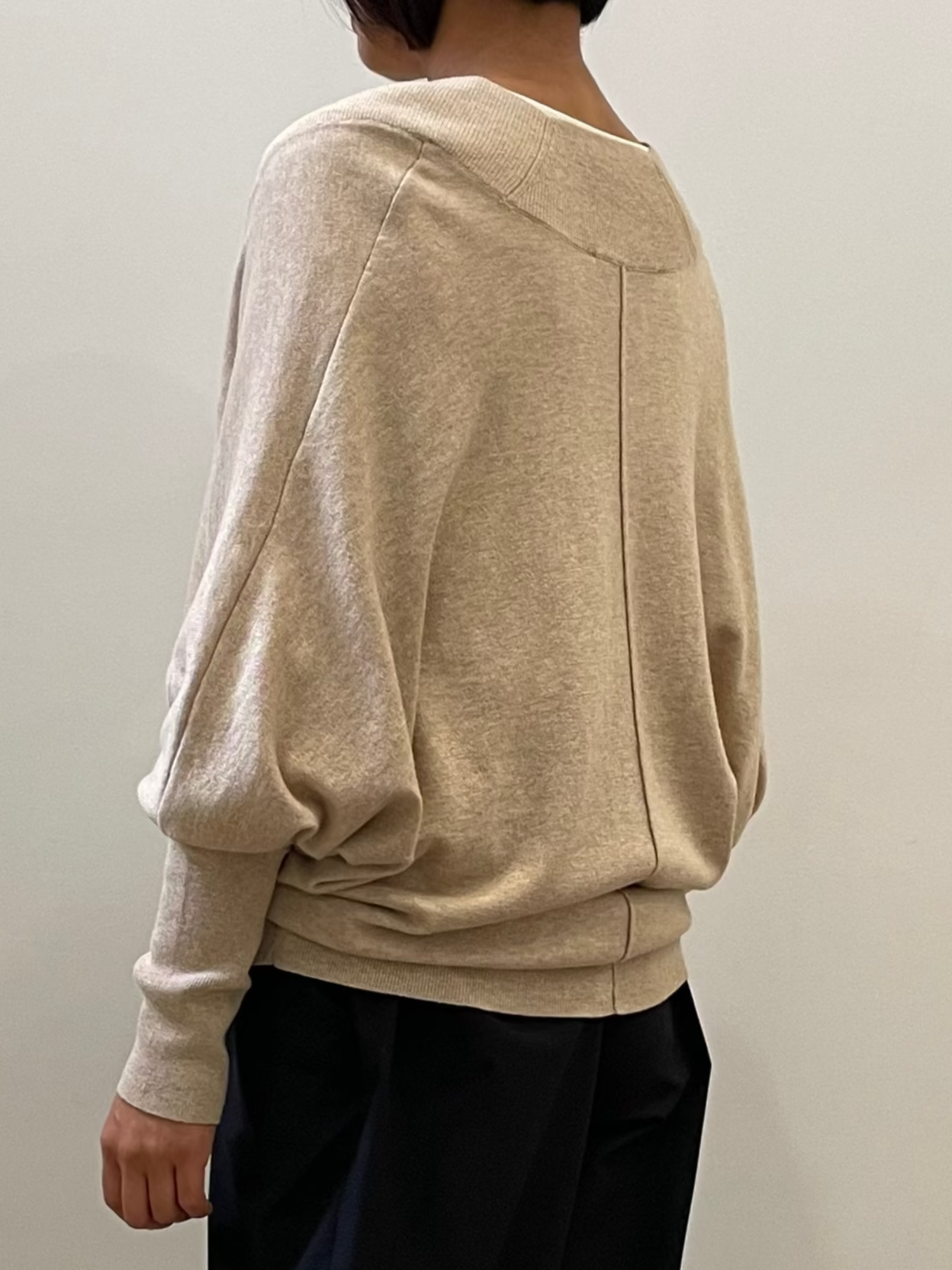 Pull beige en laine mérinos et coton premium