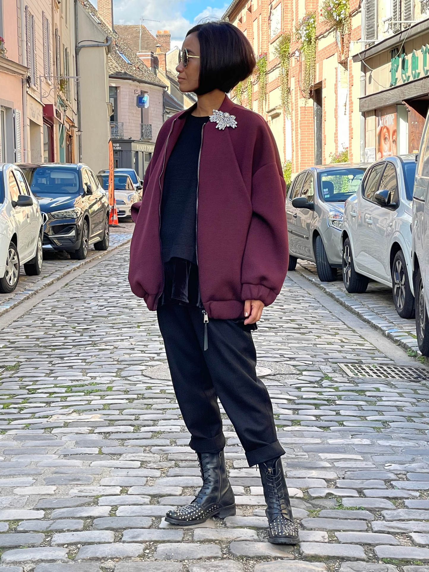 Blouson bomber bordeaux