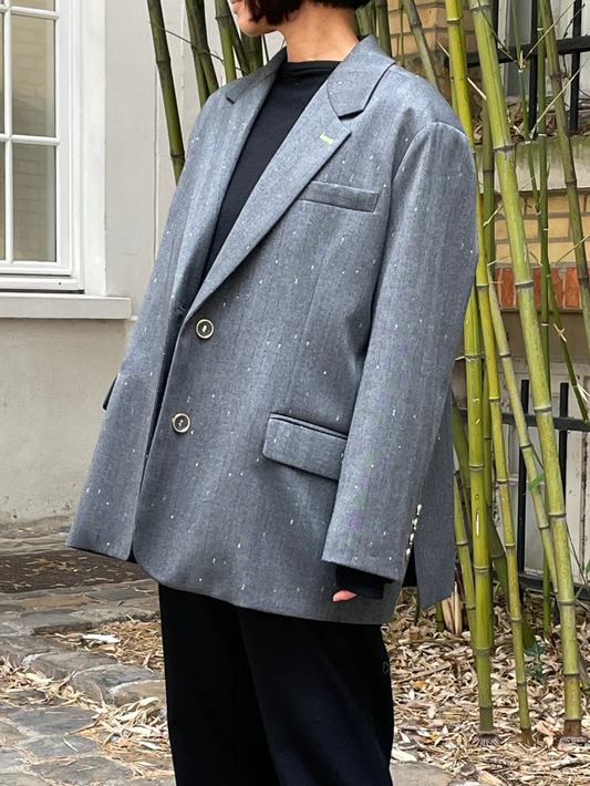 Blazer gris avec détails rayures fines