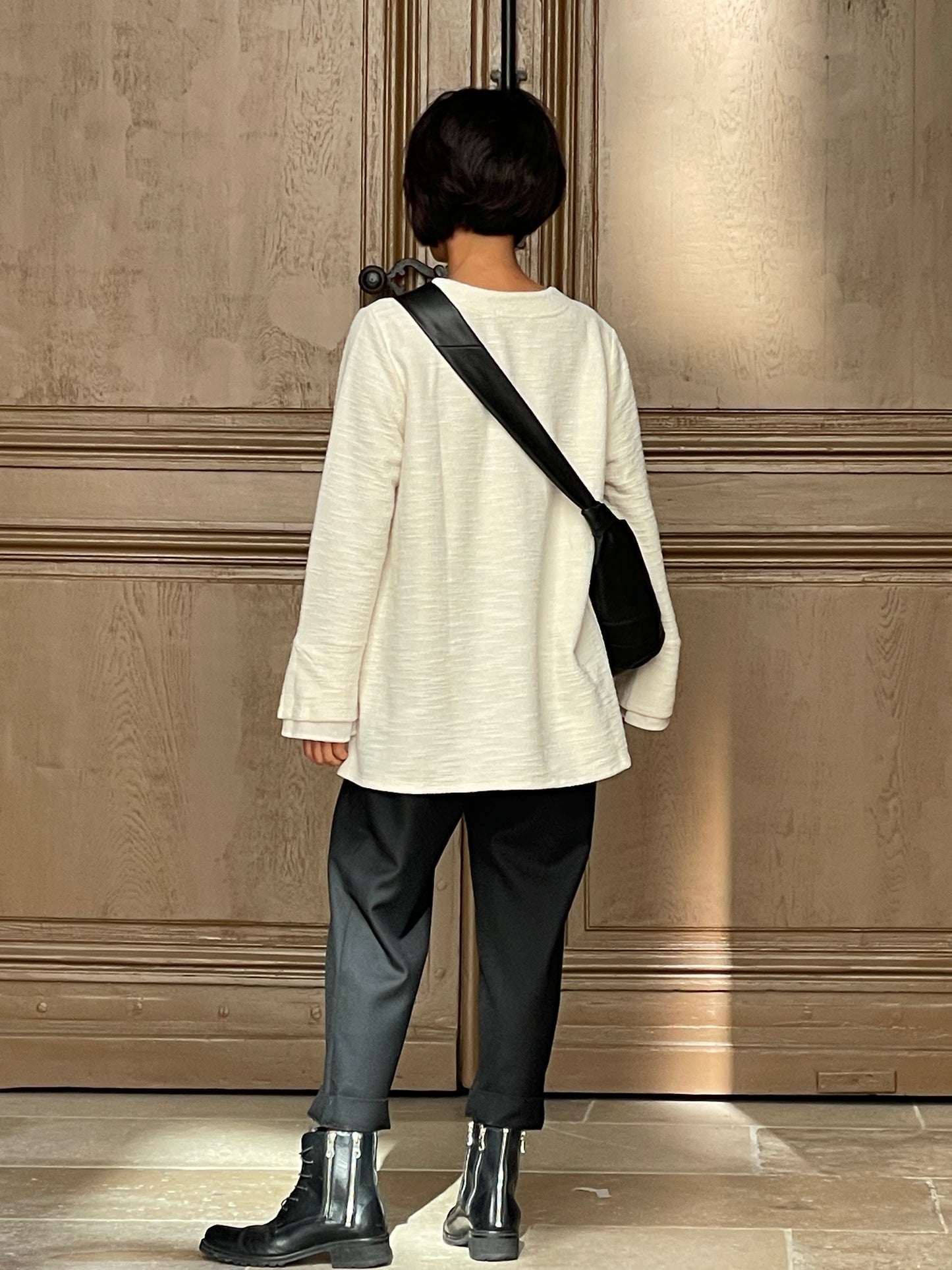 Blouse ample manches évasées-couleur crème