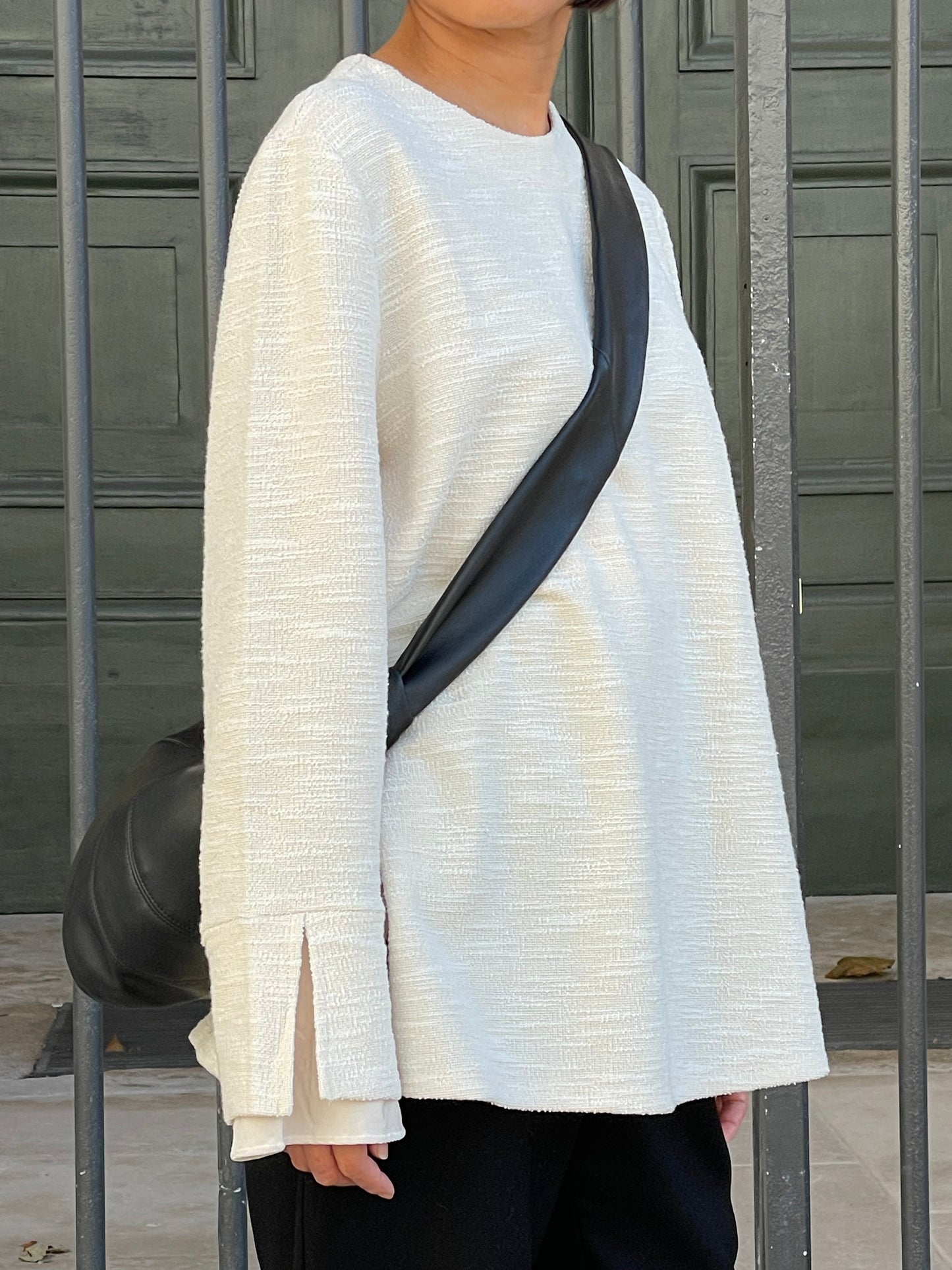 Blouse ample manches évasées-couleur crème