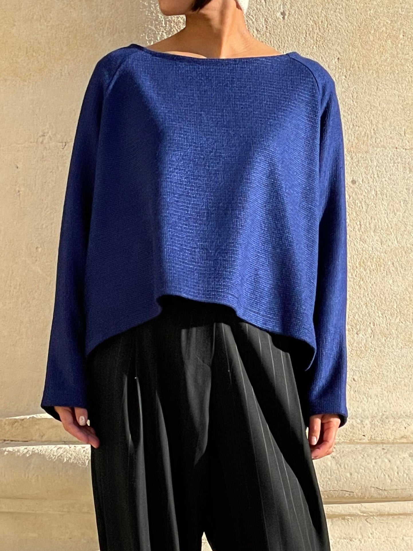 Blouse bleu klein en laine