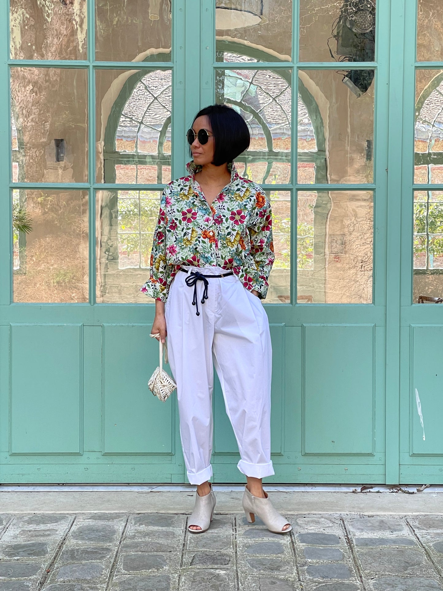Chemise en coton motif floral