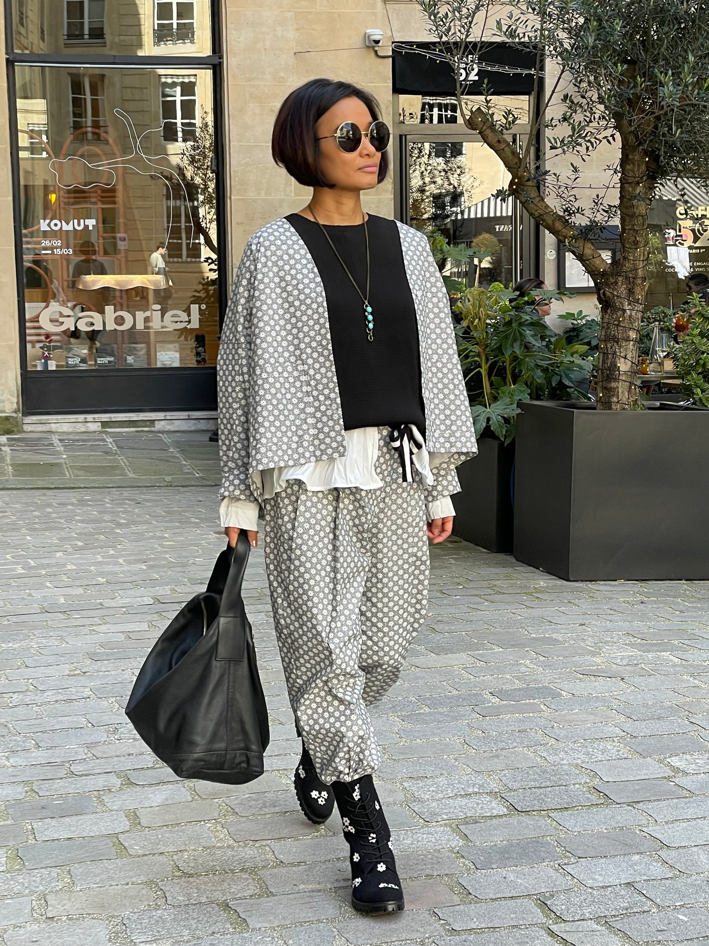 Pantalon style tailleur italien en popeline de coton