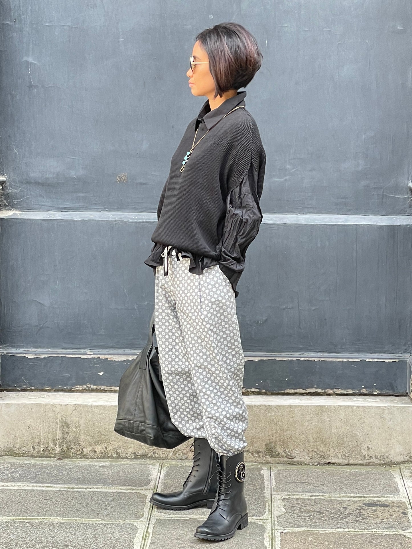 Pantalon style tailleur italien en popeline de coton