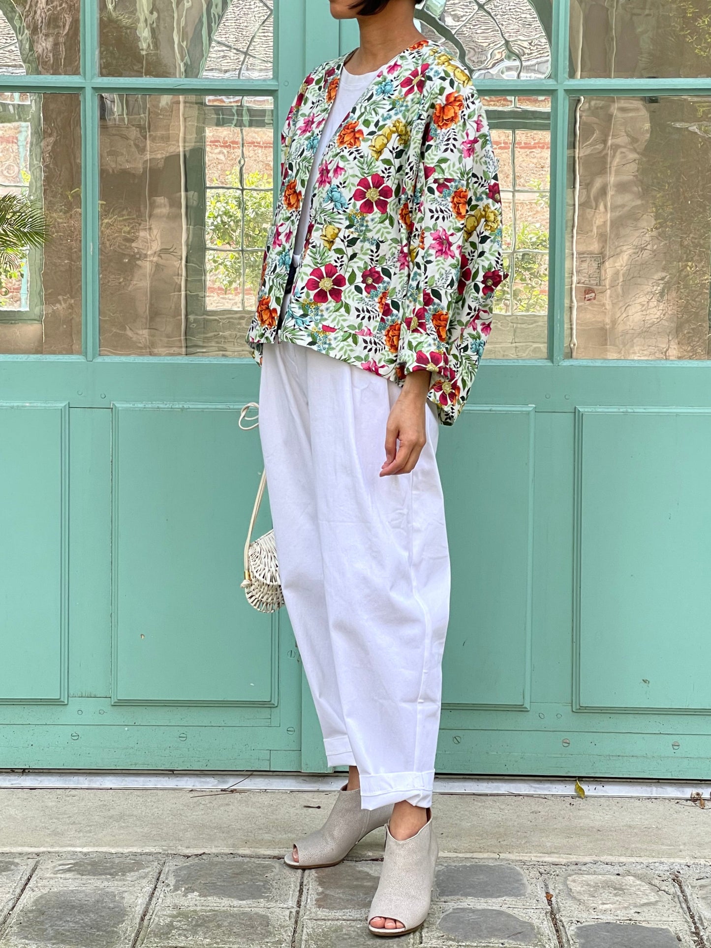 Veste motif floral en coton 100%