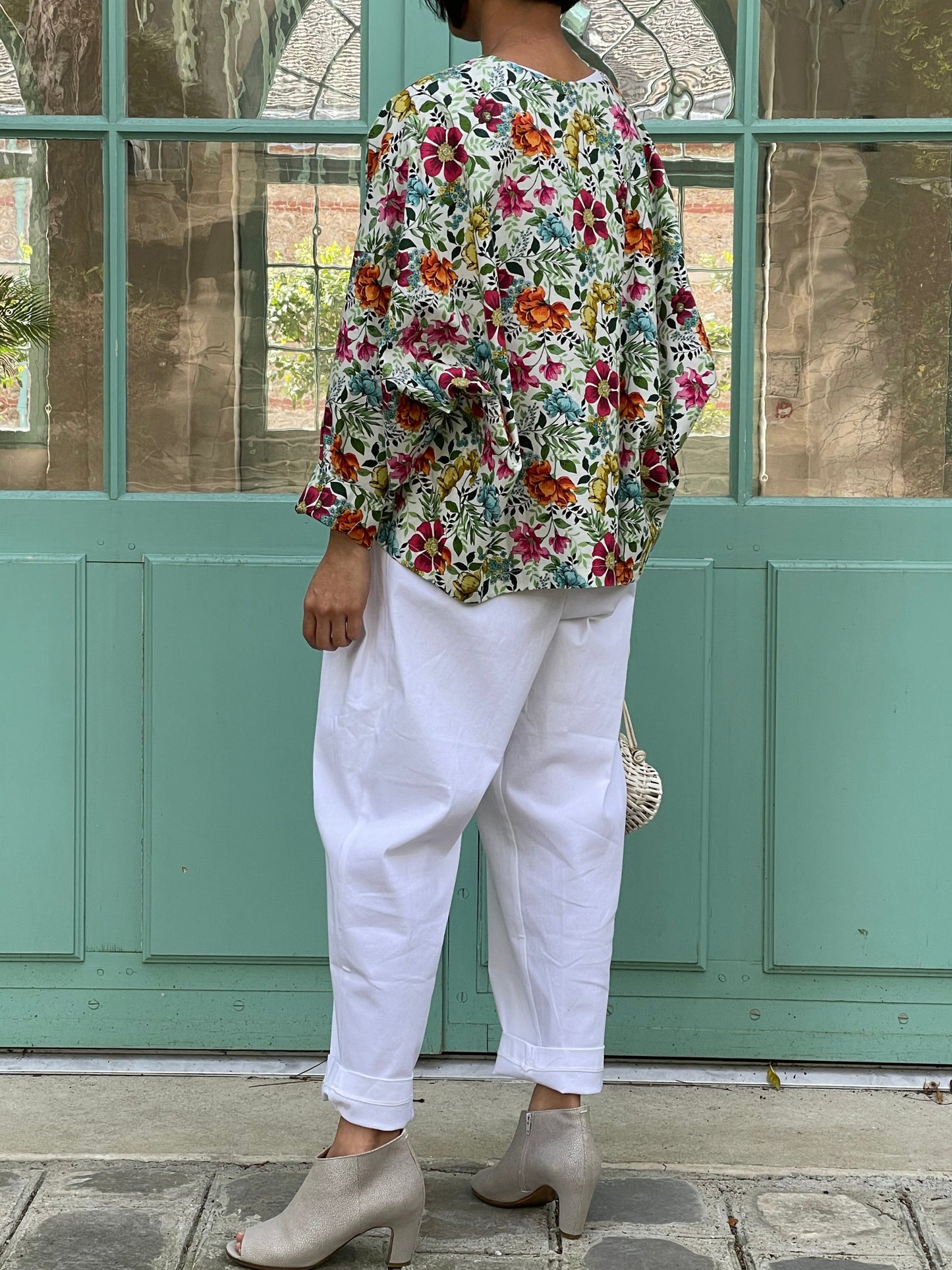 Veste motif floral en coton 100%