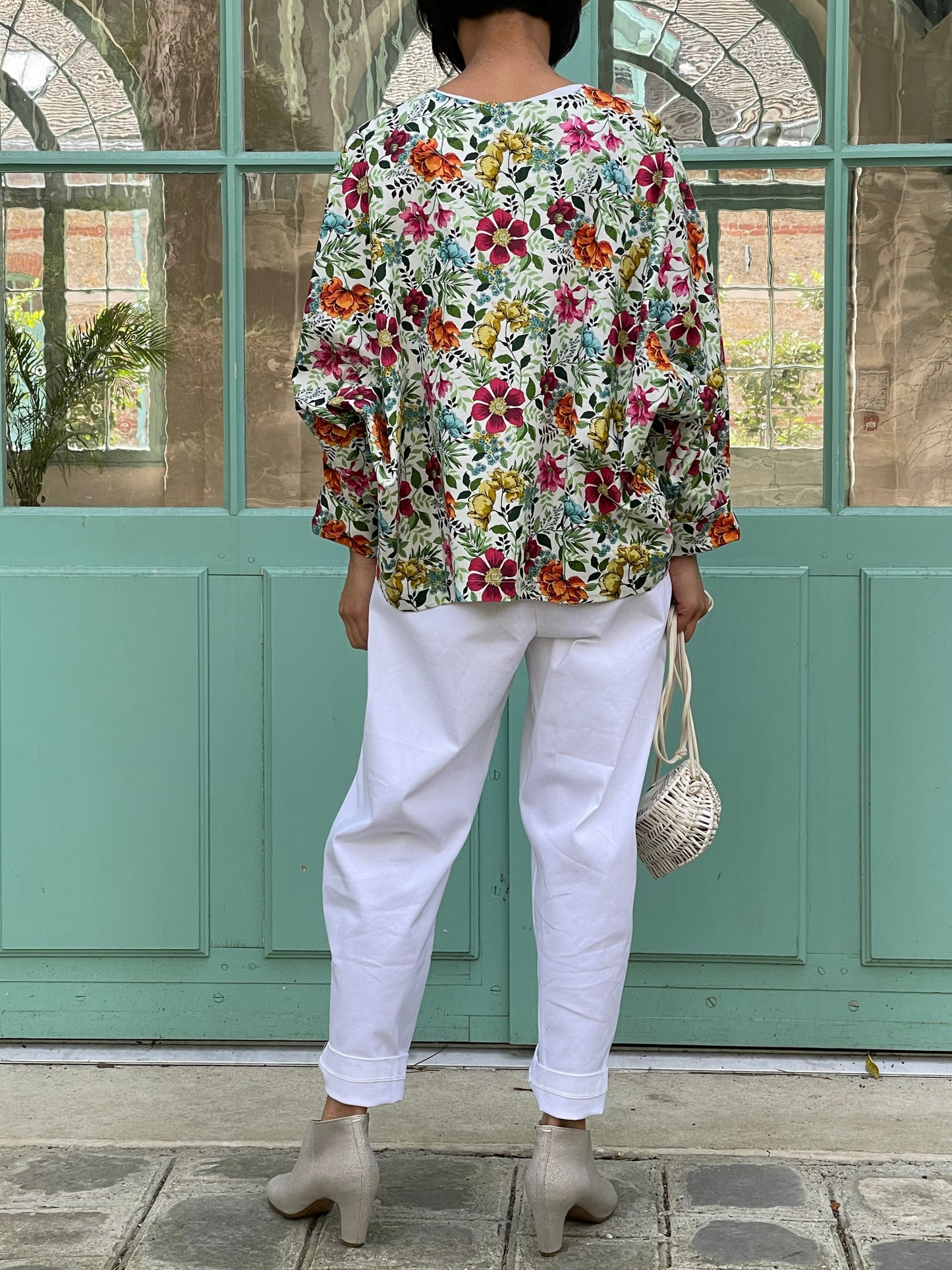 Veste motif floral en coton 100%