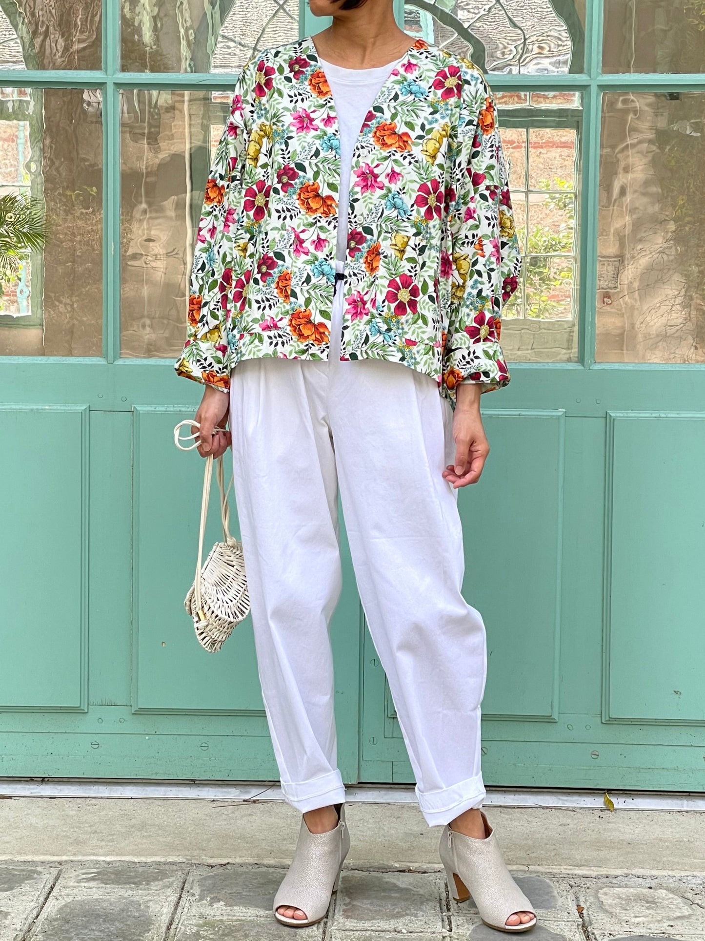 Veste motif floral en coton 100%