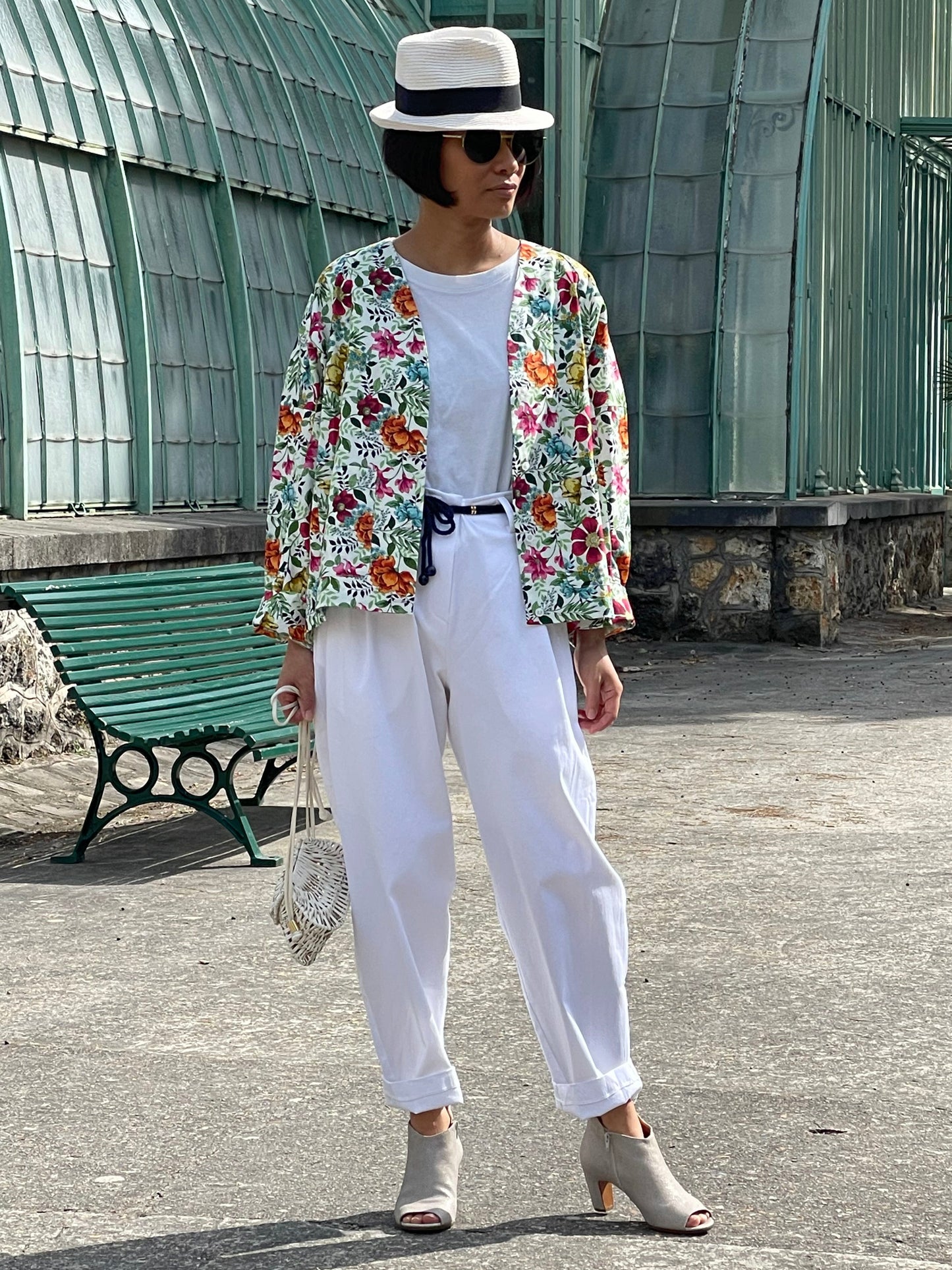 Veste motif floral en coton 100%