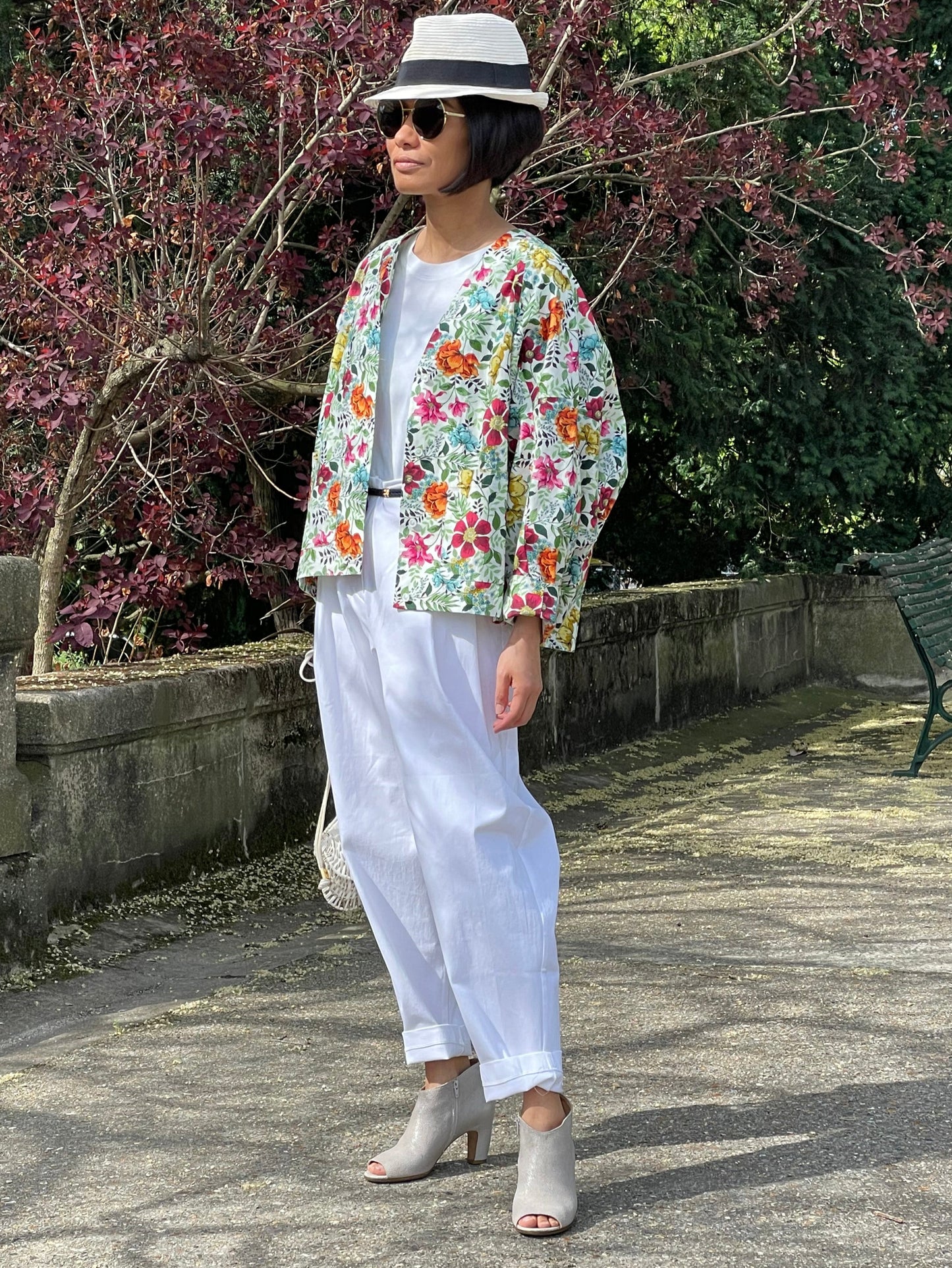 Veste motif floral en coton 100%