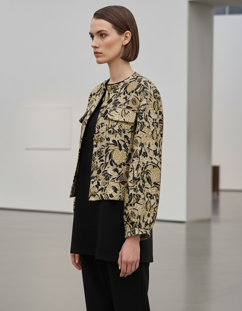 Veste boxy en jacquard baroque