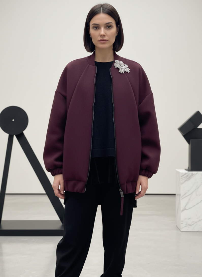 Blouson bomber bordeaux