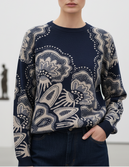 Pull Col Rond Cachemire et Laine - bleu ou noir