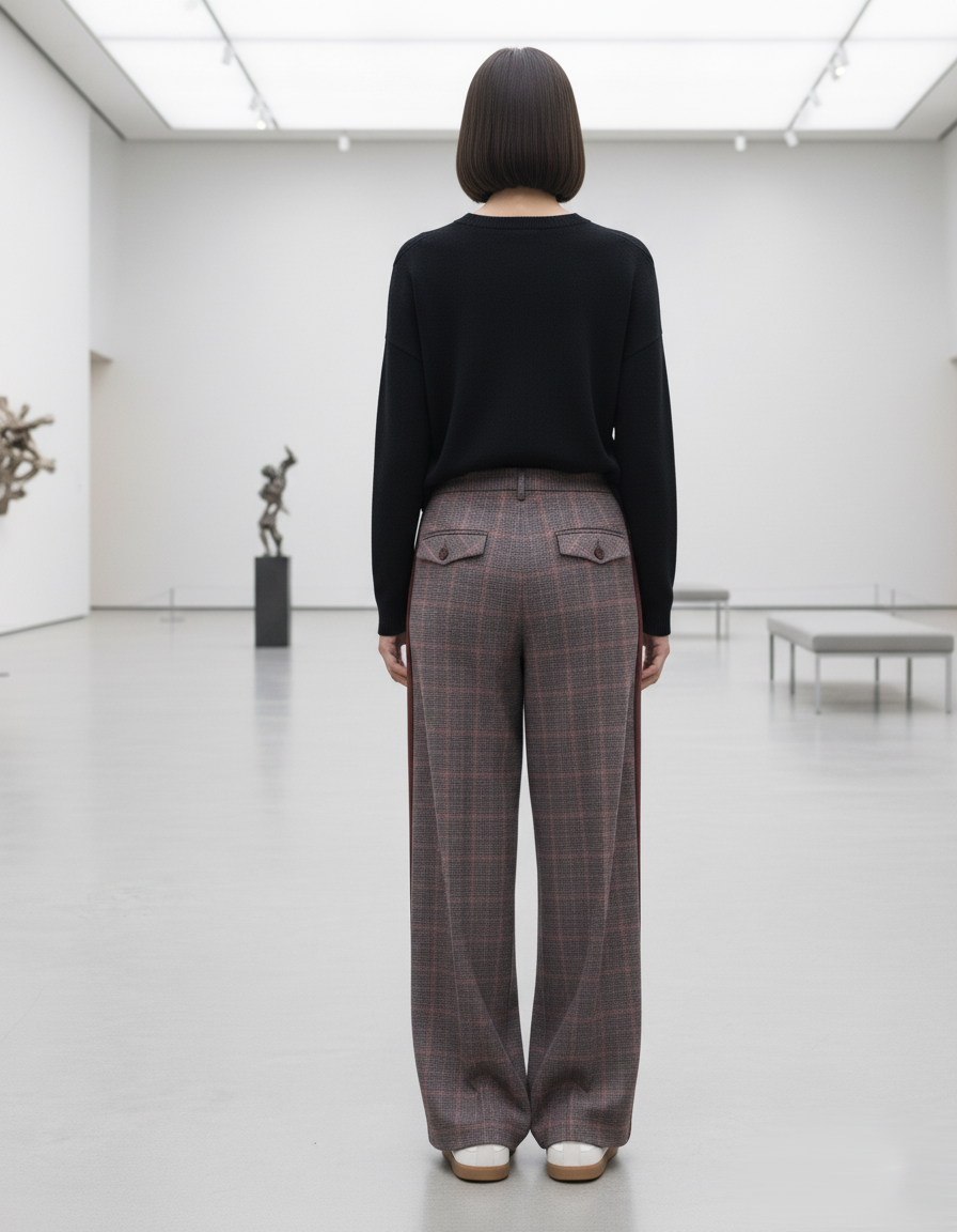 Pantalon à Carreaux avec Bande Latérale