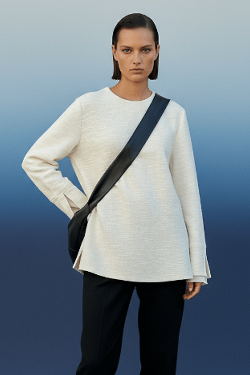 Blouse ample manches évasées-couleur crème