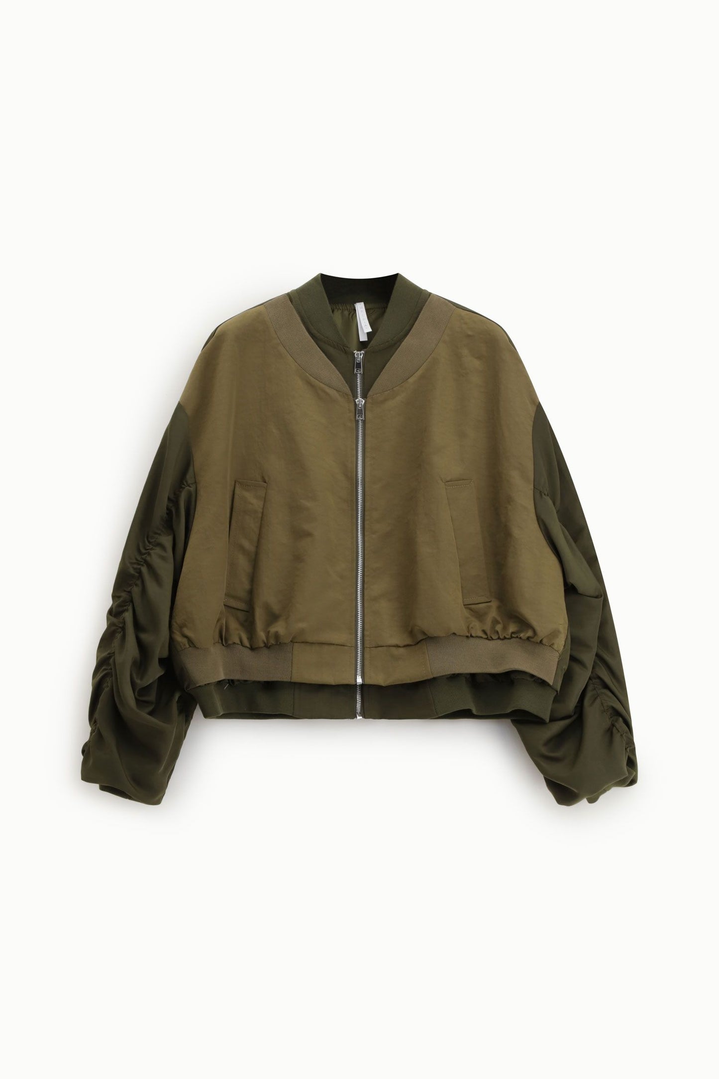 Bomber à manches froncées et zip devant