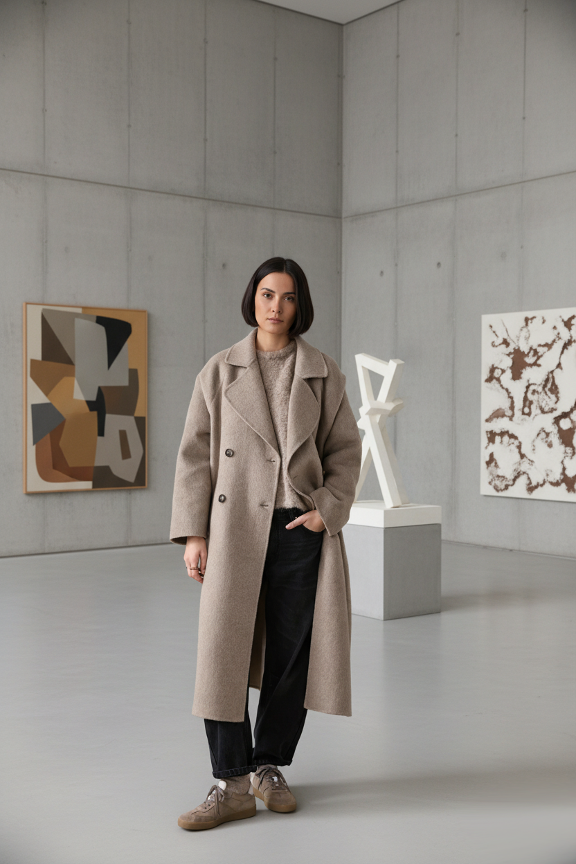 Manteau long en mélange de laine – Élégance Oversize
