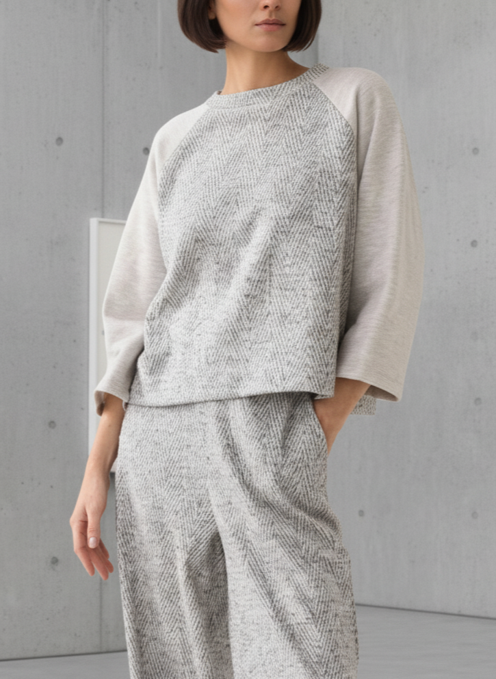 Haut Boxy en Jacquard Chevron