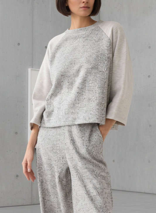 Haut Boxy en Jacquard Chevron