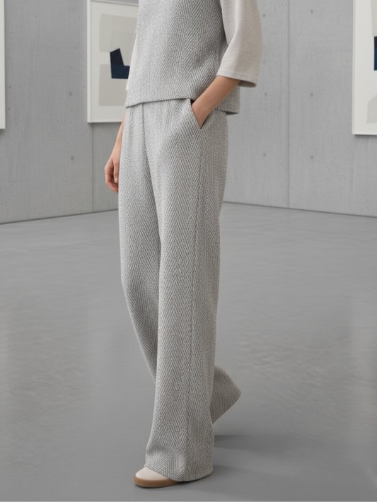 Pantalon Large en Jacquard Chevron