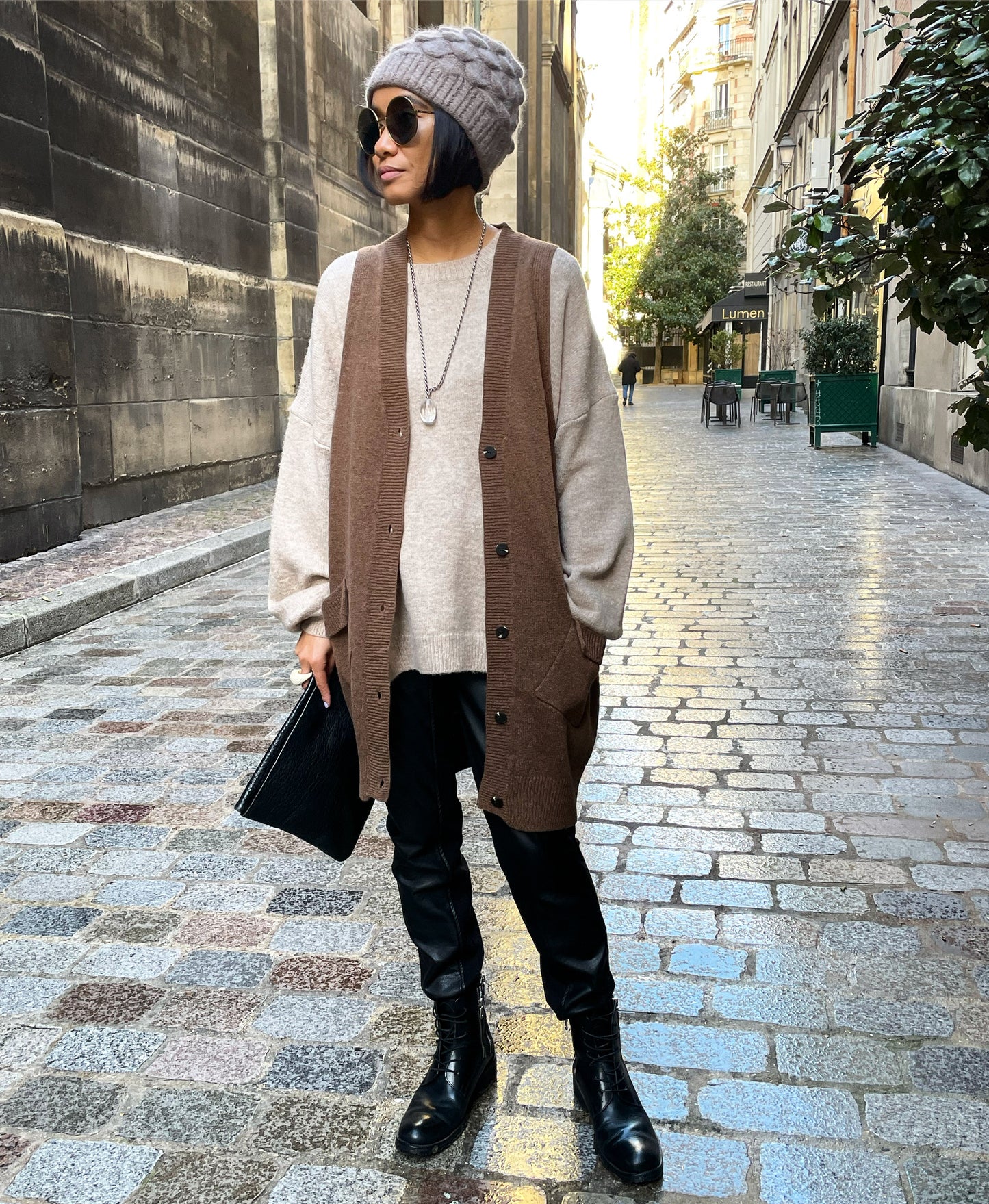 Gilet long sans manche en tricot 🐑