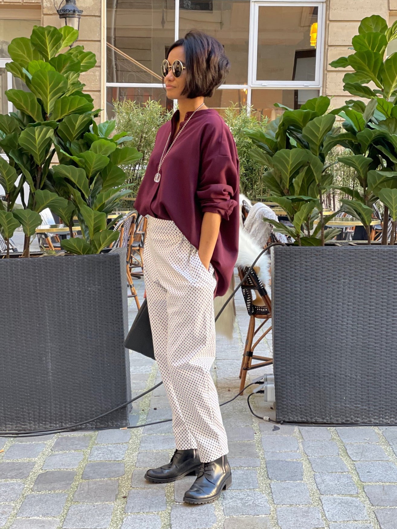 Chemise chic à col mao