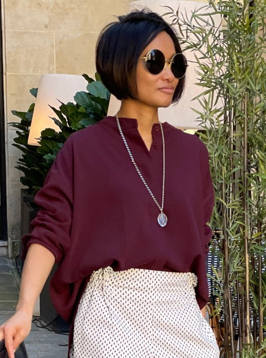 Chemise chic à col mao