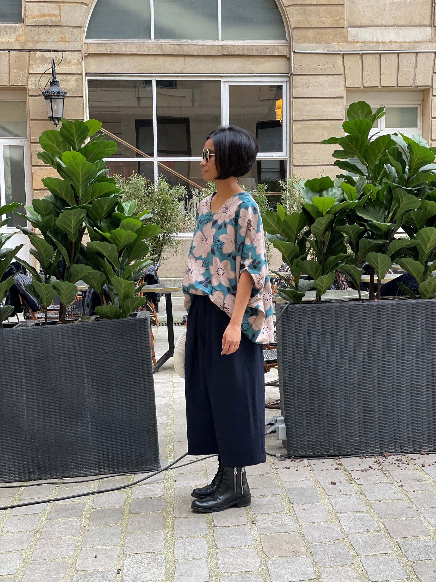 Pantalon large raccourci