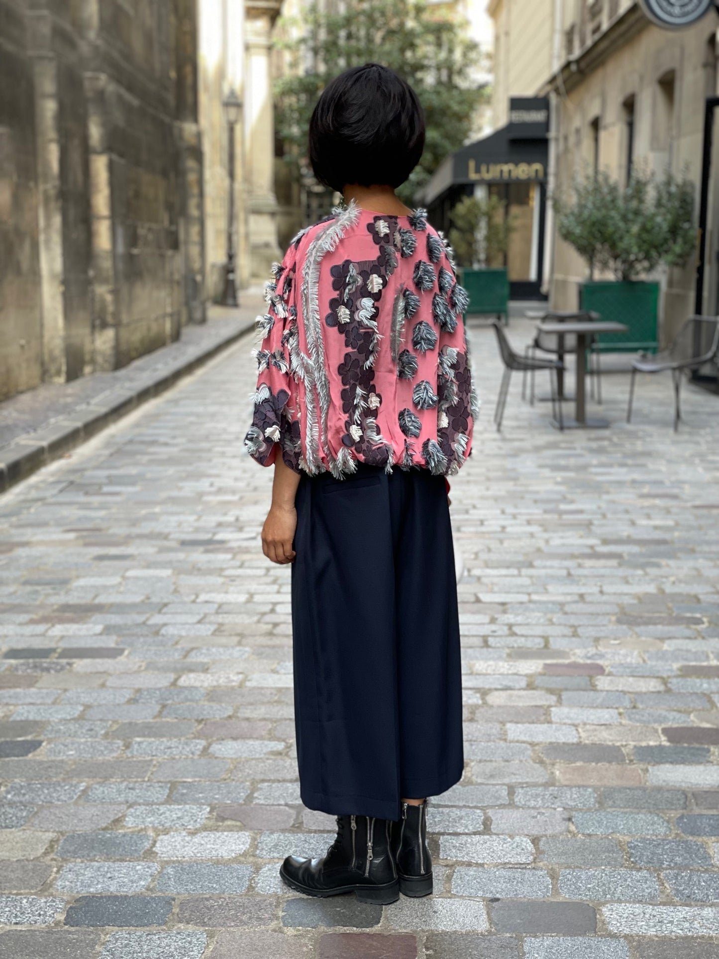 Pantalon large raccourci