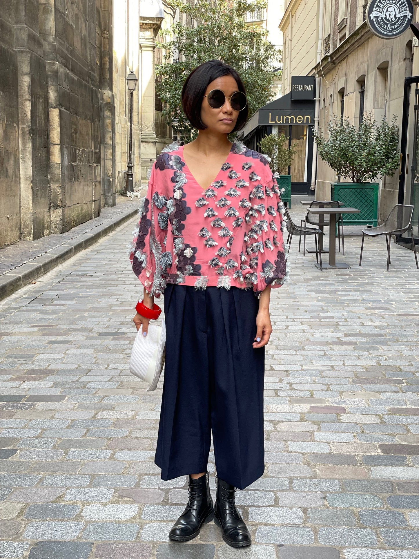 Pantalon large raccourci