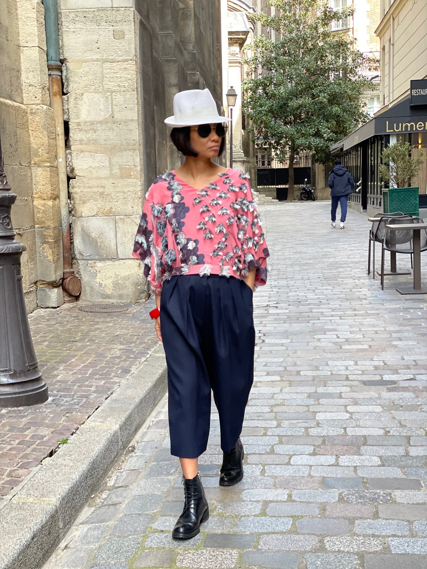 Pantalon large raccourci
