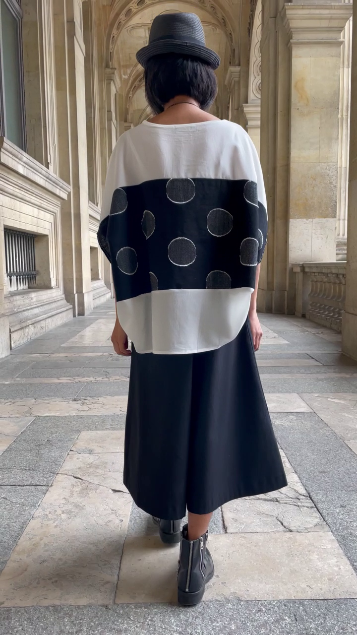 Blouse ample Grand Pois - Black