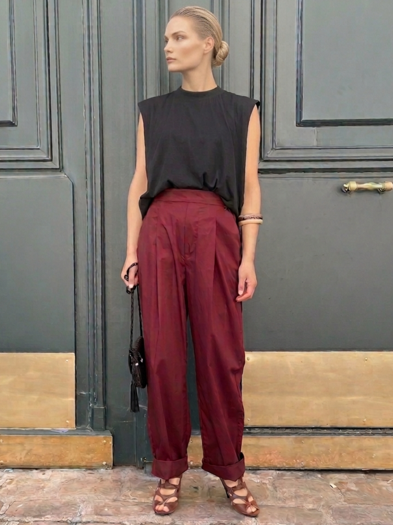 Pantalon Bordeaux en Coton 100%