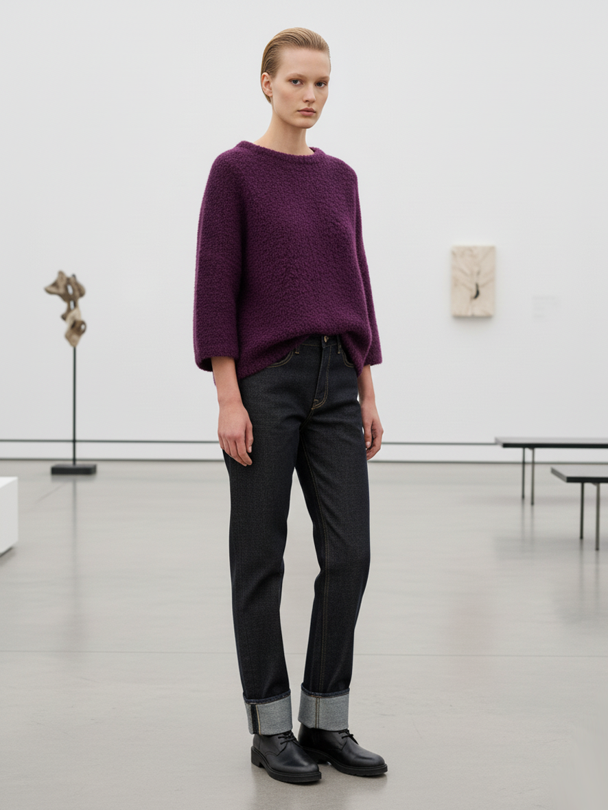 Bouclé alpaca blend sweater – Boxy fit