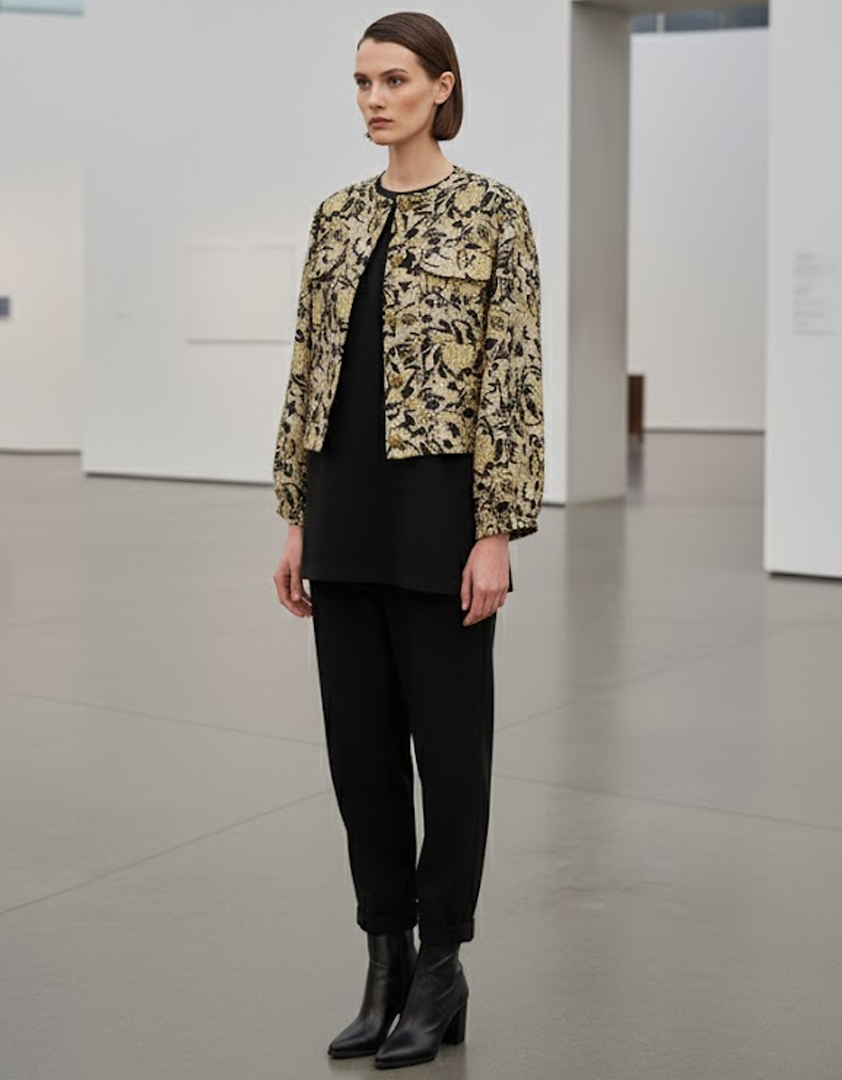 Veste boxy en jacquard baroque