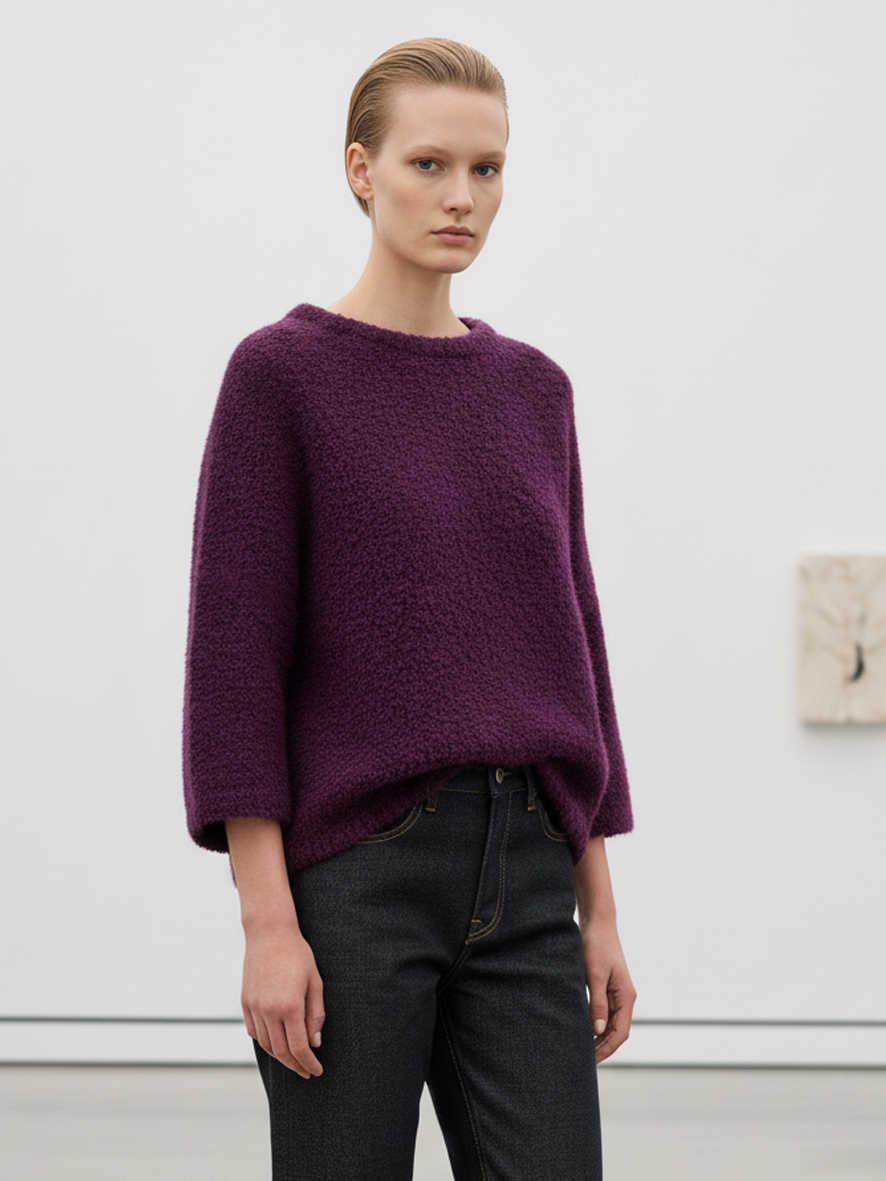 Bouclé alpaca blend sweater – Boxy fit